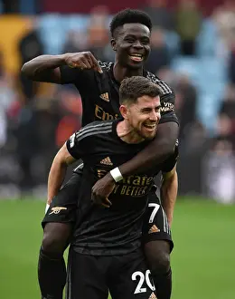 Arsenal's Saka and Jorginho Celebrate Victory over Aston Villa in Premier League Clash (2022-23)