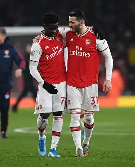 Arsenal V Manchester United 2019-20 Prints: Arsenal's Saka and Kolasinac Celebrate Victory Over Manchester United in Premier League Clash