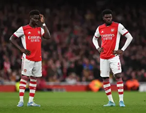 Arsenal V Leicester City 2021-22 Prints: Arsenal's Saka and Partey in Action against Leicester City - Premier League 2021-22