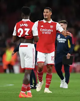 Arsenal's Saliba Euphoria: Celebrating Victory Over Aston Villa (2022-23)