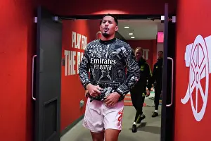 Arsenal's Saliba Watches On: Arsenal FC vs West Ham United, Premier League 2023-24