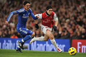 Arsenal V Chelsea 2010-11 Prints: Arsenal's Samir Nasri Celebrates Over Chelsea's Paulo Ferreira: Arsenal 3:1 Chelsea