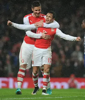 Arsenal V Queens Park Rangers 2014-15 Prints: Arsenal's Sanchez and Giroud: A Celebration of Goal Scoring Partnership