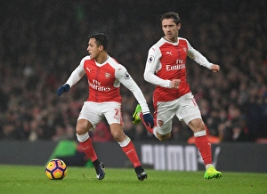 Arsenal V Watford 2016-17 Prints: Arsenal's Sanchez and Monreal in Action against Watford, Premier League 2016-17