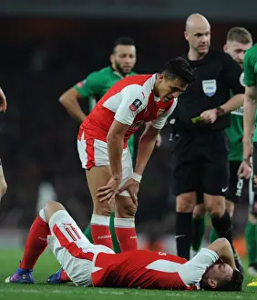 Arsenal V Lincoln City 2016-17 Prints: Arsenal's Sanchez and Ozil: A Moment of Support in FA Cup Quarter-Final