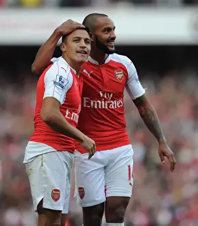 Arsenal's Sanchez and Walcott Celebrate First Goal Against Manchester United, 2015/16 Premier League