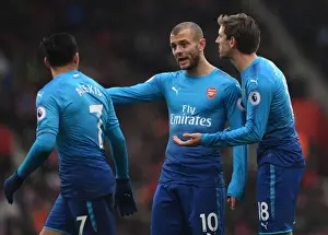 Southampton V Arsenal 2017-18 Prints: Arsenal's Sanchez, Wilshere, and Monreal in Action against Southampton (2017-18)