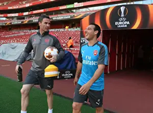 Arsenal V Atletico Madrid 2017-18 Prints: Arsenal's Santi Cazorla and Fitness Coach Shad Forsythe
