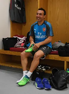 Arsenal V Atletico Madrid 2017-18 Prints: Arsenal's Santi Cazorla: Pre-Match Focus and Determination Ahead of Arsenal vs