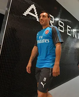 Arsenal V Atletico Madrid 2017-18 Prints: Arsenal's Santi Cazorla: Pre-Match Focus before Semi-Final Clash with Atletico Madrid