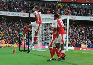 Arsenal V Southampton 2016-17 Prints: Arsenal's Santi Cazorla Scores Second Goal Against Southampton (2016-17) - Francis Coquelin Celebrates