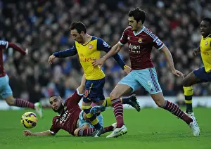 Arsenal's Santi Cazorla Wins Penalty Against West Ham United in Premier League Clash