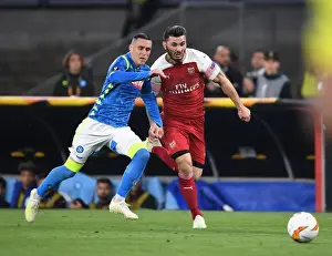 Napoli V Arsenal 2018-19 Prints: Arsenal's Sead Kolasinac Battles Past Napoli's Jose Callejon in Europa League Quarterfinal