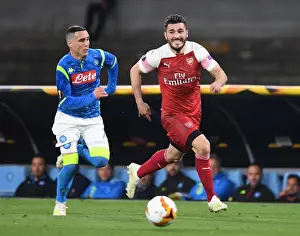 Napoli V Arsenal 2018-19 Prints: Arsenal's Sead Kolasinac Breaks Past Napoli's Jose Callejon in Europa League Quarterfinal