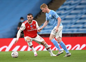 Arsenal V Manchester City - FA Cup Semi-Final 2019-20 Prints: Arsenal's Sead Kolasinac Shuts Down Kevin De Bruyne in FA Cup Semi-Final Clash