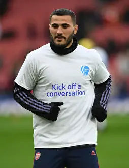 Arsenal V Newcastle United 2019-20 Prints: Arsenal's Sead Kolasinac Warms Up Ahead of Arsenal v Newcastle United Premier League Clash