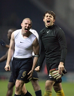 Blackburn Rovers V Arsenal - Carling Cup 5th Rd 2007-08 Prints: Arsenal's Senderos and Fabianski: Carling Cup Victory Celebration vs. Blackburn Rovers