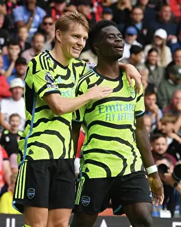 Arsenal's Sensational Duo: Saka and Ödegaard Score First Goals Together vs. AFC Bournemouth (2023-24)