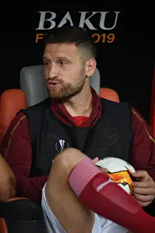 Arsenal's Shkodran Mustafi before the Europa League Final vs Chelsea, Baku 2019