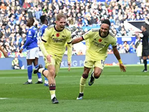 Arsenal's Smith Rowe and Aubameyang: A Dynamic Duo's Victory Dance at Leicester City (2021-22)