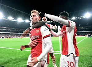 Arsenal V West Ham United 2021-22 Prints: Arsenal's Smith Rowe and Nketiah: Celebrating Goals Against West Ham