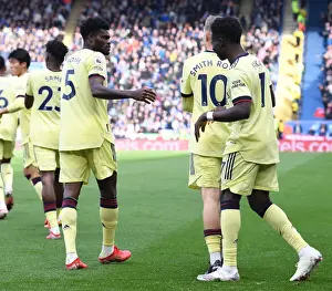 Arsenal's Smith Rowe and Partey Celebrate Goal Against Leicester City (2021-22)
