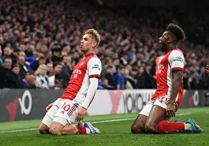 Chelsea V Arsenal 2021-22 Prints: Arsenal's Smith Rowe and Tavares Celebrate Second Goal Against Chelsea (2021-22)