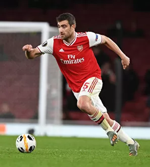 Images Dated 28th November 2019: Arsenal's Sokratis in Action against Eintracht Frankfurt in UEFA Europa League
