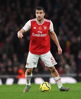 Arsenal's Sokratis in Action against Wolverhampton Wanderers, Premier League 2019-20