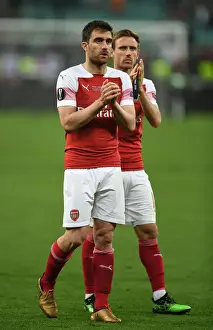 Arsenal V Chelsea Europa League Cup Final 2019 Prints: Arsenal's Sokratis Celebrates with Fans after Europa League Final Loss to Chelsea in Baku