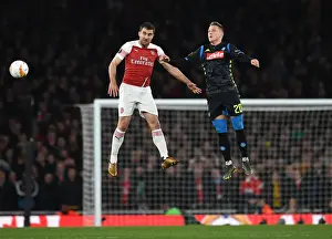 Arsenal V SSC Napoli 2018-19 Prints: Arsenal's Sokratis Denies Zielinski in Europa League Quarterfinal Showdown