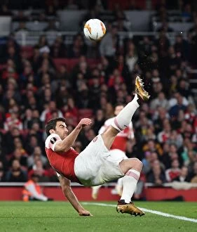 Images Dated 2nd May 2019: Arsenal's Sokratis in Europa League Semi-Final Clash Against Valencia