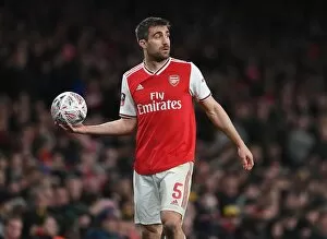 Images Dated 7th January 2020: Arsenal's Sokratis Faces Off Against Leeds United in FA Cup Clash