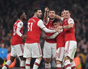 Arsenal's Sokratis, Kolasinac, Xhaka, and Torreira Celebrate Goals Against Manchester United (January 2020)
