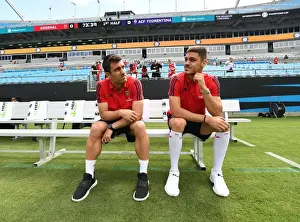 Arsenal's Sokratis and Mavropanos Prepare for Arsenal v Fiorentina at 2019 International Champions Cup, Charlotte