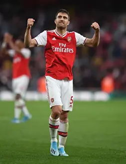 Arsenal's Sokratis Reacts After Arsenal FC vs Aston Villa, Premier League 2019-20