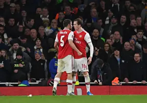 Arsenal V Leeds United FA Cup 2019-20 Prints: Arsenal's Sokratis and Rob Holding in Action against Leeds United in FA Cup Third Round