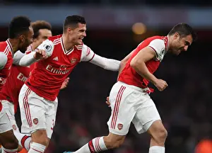 Arsenal V Crystal Palace 2019-20 Prints: Arsenal's Sokratis and Xhaka Celebrate First Goal Against Crystal Palace (2019-20)
