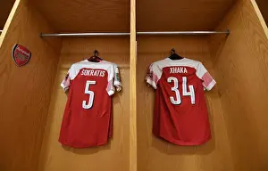 Arsenal V Tottenham Hotspur Carabao Cup 2018-19 Prints: Arsenal's Sokratis and Xhaka Don Their Shirts Ahead of Carabao Cup Clash Against Tottenham