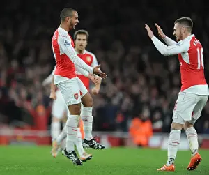 Arsenal V Manchester City 2015-16 Prints: Arsenal's Star Duo: Theo Walcott and Aaron Ramsey Celebrate First Goal Against Manchester City (2015-16)