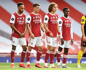 Arsenal's Star Quartet: Aubameyang, Xhaka, Luiz, and Nketiah in Action Against Watford (2019-2020)