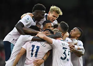 Arsenal's Star Quartet: Odegaard, Saka, Saliba, and Jesus Celebrate First Goal vs Crystal Palace (2022-23 Premier League)