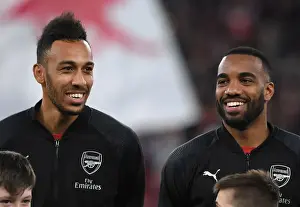 Arsenal V SSC Napoli 2018-19 Prints: Arsenal's Star Strikers Aubameyang and Lacazette Before Europa League Clash vs. Napoli