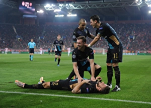 Olympiacos V Arsenal 2015-16 Prints: Arsenal's Stars: Giroud, Ramsey
