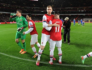 Arsenal V Chelsea 2013-14 Prints: Arsenal's Stars: Sagna, Arteta, Mertesacker, Ozil - Arsenal v Chelsea, 2013-14