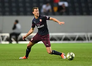 Arsenal's Stephan Lichsteiner in Action Against SS Lazio: Pre-Season Clash in Stockholm, 2018