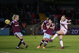 West Ham United Women V Arsenal Women 2022-23 Prints: Arsenal's Stina Blackstenius Scores Past West Ham Defenders in FA Women's Super League Clash