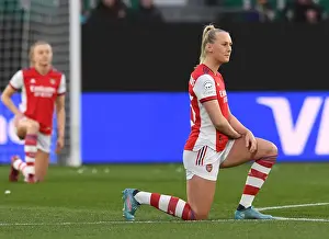 VfL Wolfsburg V Arsenal Women 2021-22 Prints: Arsenal's Stina Blackstenius Takes a Knee in UEFA Women's Champions League Quarterfinal Second Leg against VfL