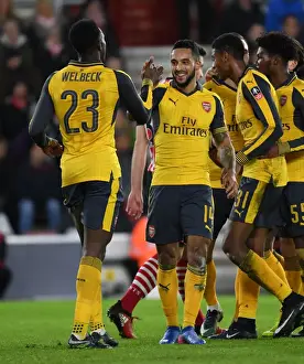Arsenal's Theo Walcott and Danny Welbeck Celebrate Third Goal in FA Cup Match vs Southampton (2016-17)