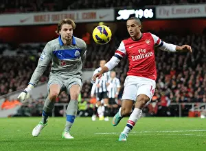 Arsenal V Newcastle United 2012-13 Prints: Arsenal's Theo Walcott Faces Off Against Newcastle's Tim Krul in Premier League Clash